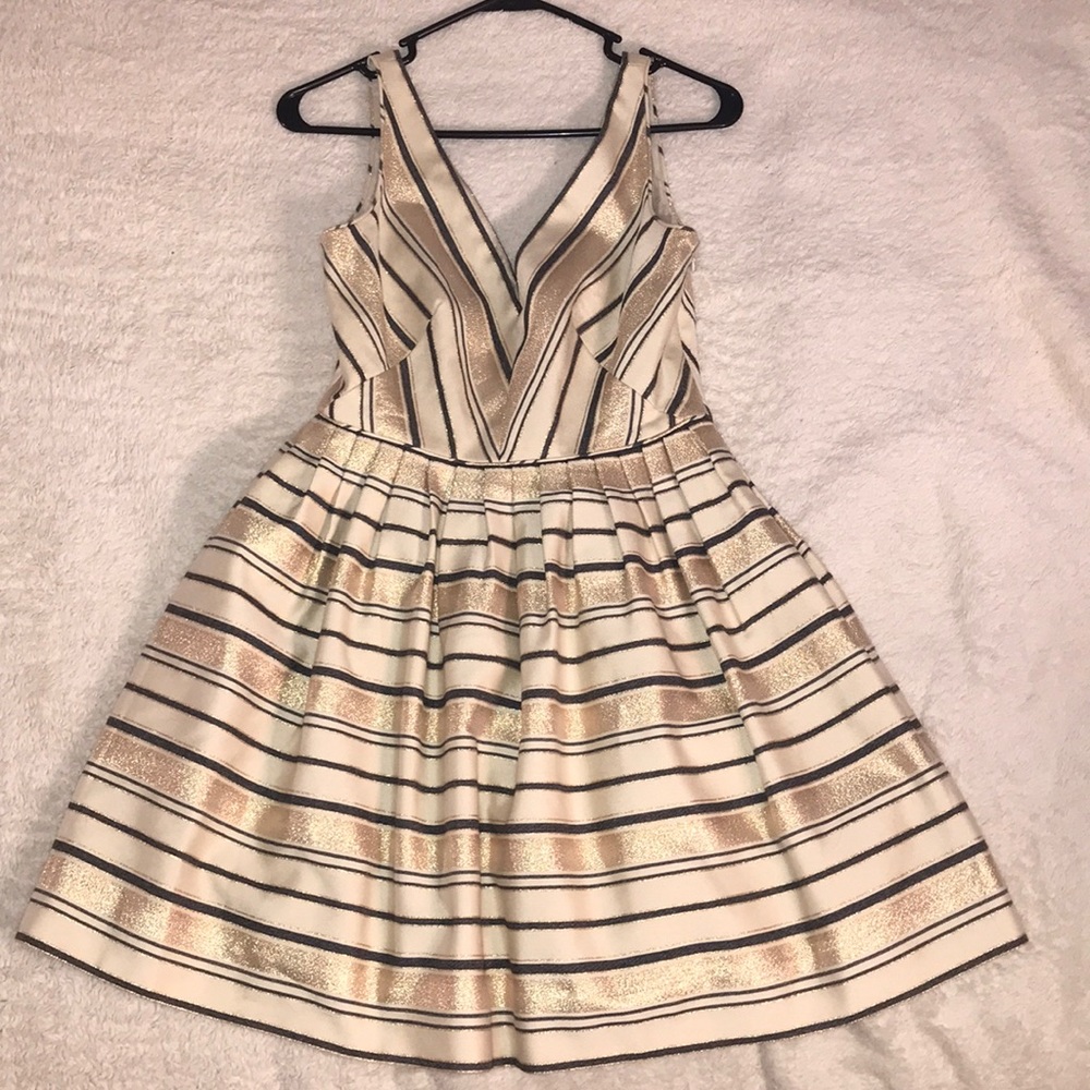 Gold and navy striped Jcrew dress